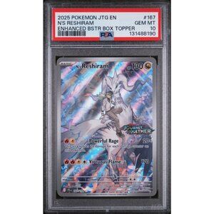 N'S RESHIRAM Booster Box Topper PSA 10 | 2025 POKEMON JOURNEY TOGETHER #167
